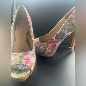 Floral Peep-Toe Heels